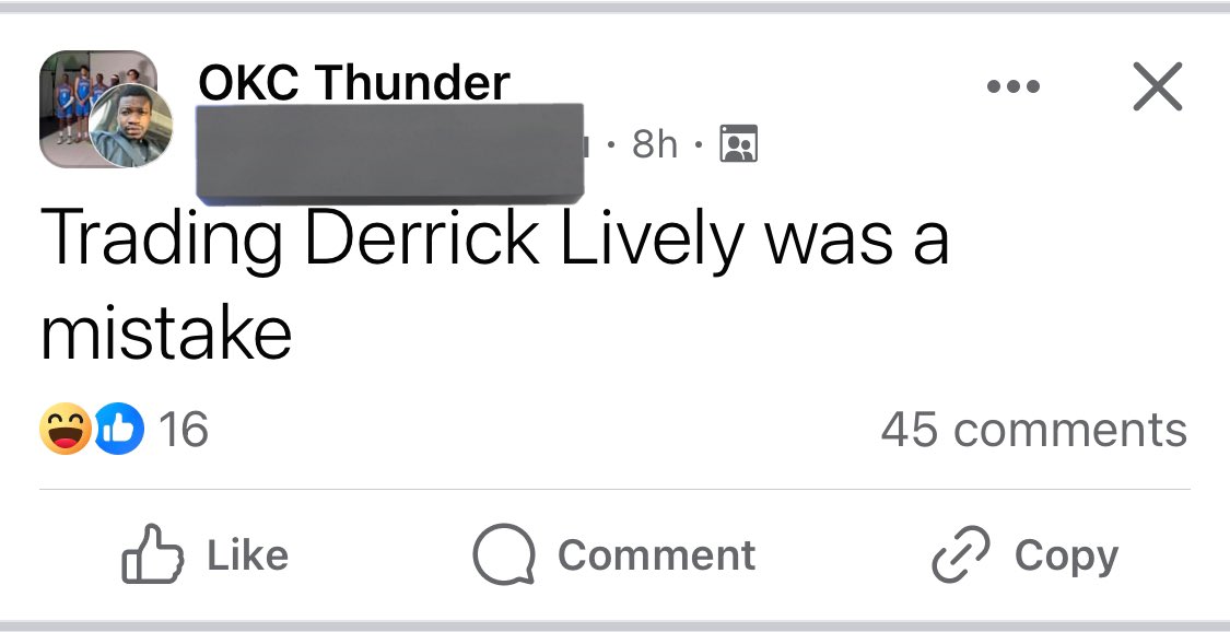 On this week’s installment of “Thunder Facebook”