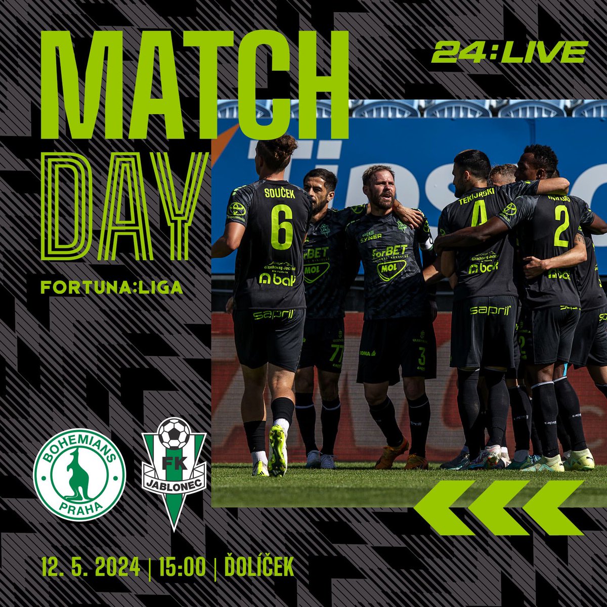 𝗠𝗔𝗧𝗖𝗛𝔻𝔸𝕐
Dnes nás čeká souboj s Bohemians Praha 1905 ⚫️🟢
Začínáme v Ďolíčku v 15:00!
#vprvnilinii #BOHFKJ