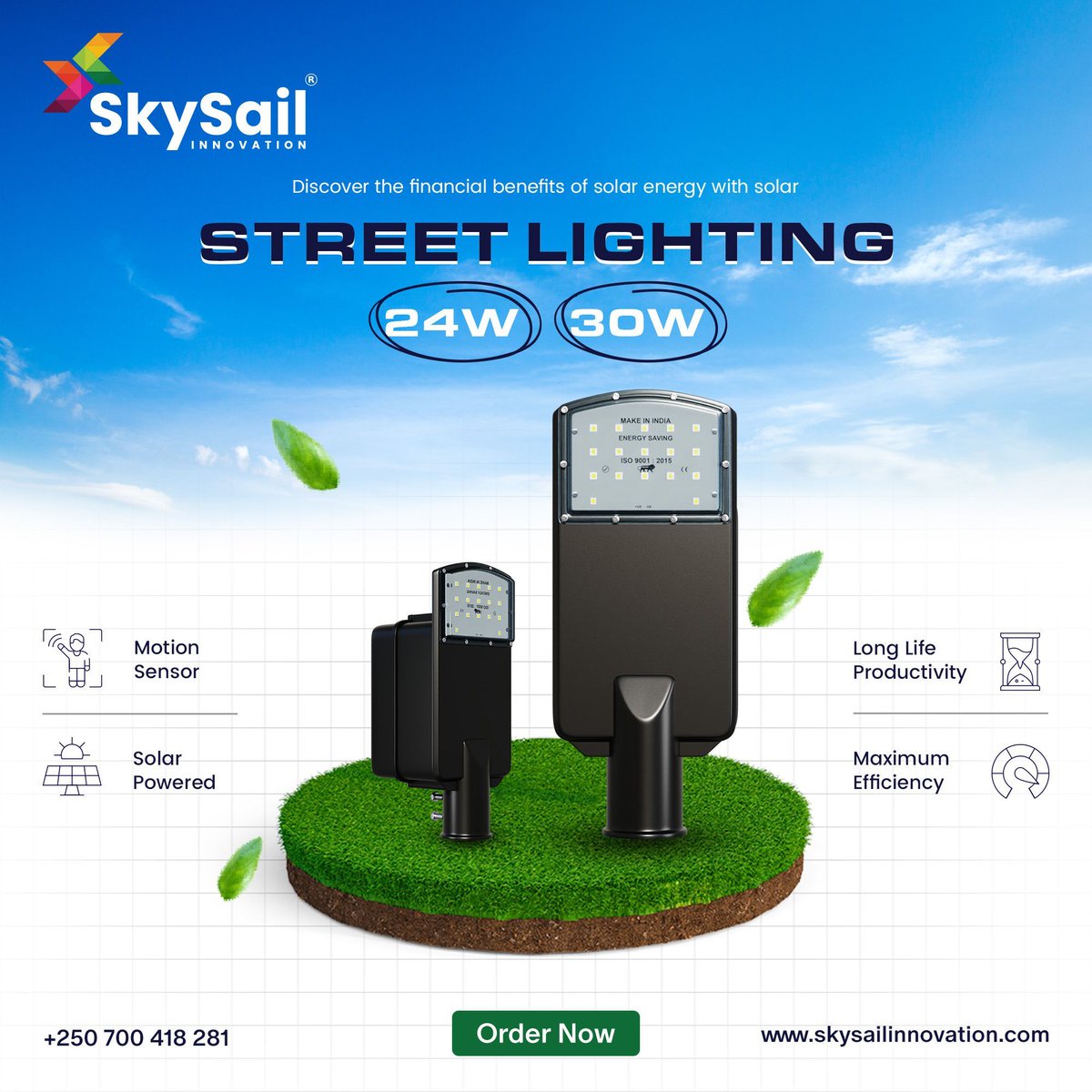 Discover the financial benefits of 24W or 30W Solar Street Lighting! Save on electricity bills with cost-effective, eco-friendly lighting solutions. Order now! #SkySailInnovation #SolarEnergy #StreetLighting #FinancialBenefits #RenewableEnergy