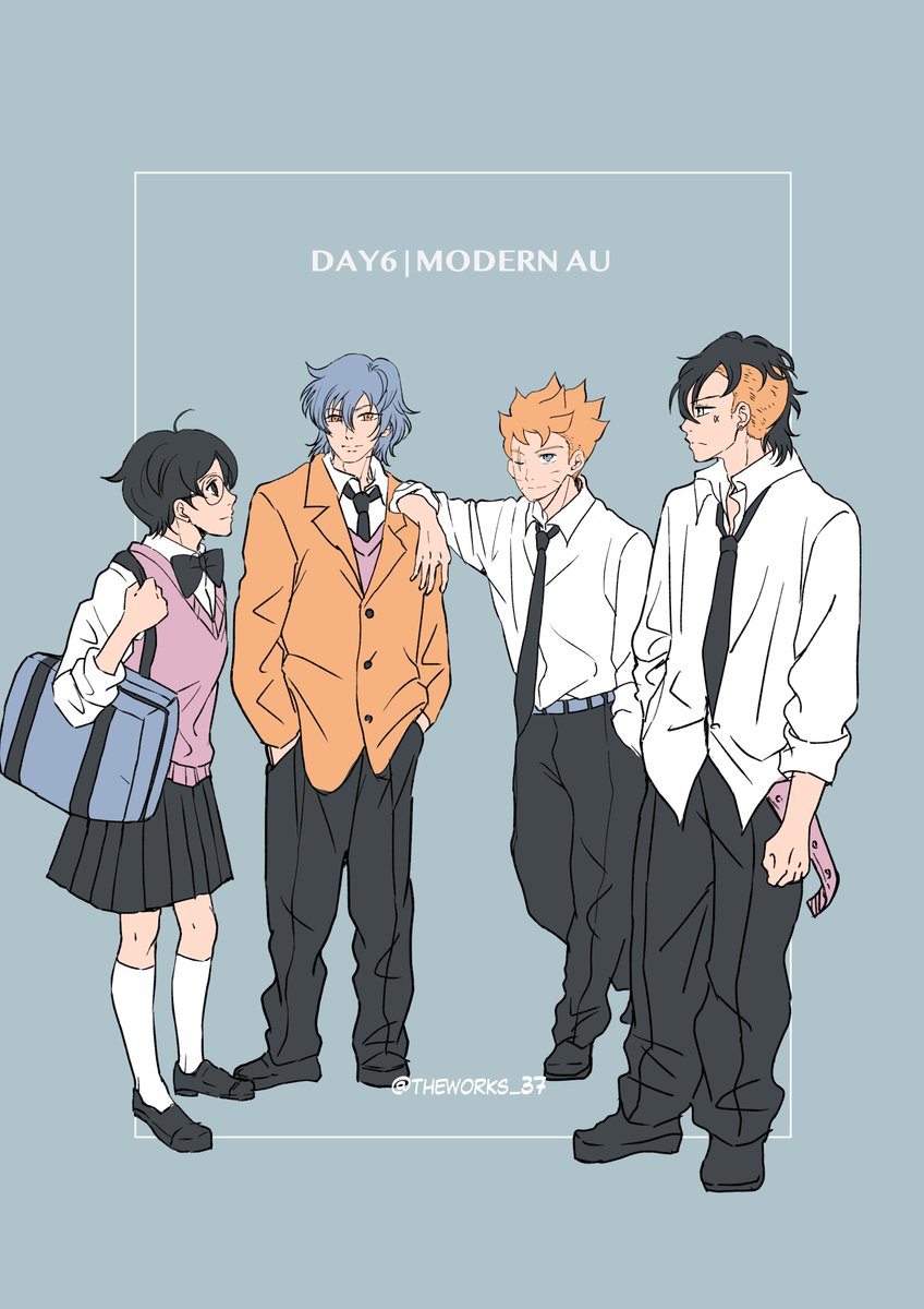 DAY 6 - MODERN AU

高校生の第七班
単色塗りにしてみました😗

#kawakiweek2024
#カワキ週間2024
#カワキ祭り2024