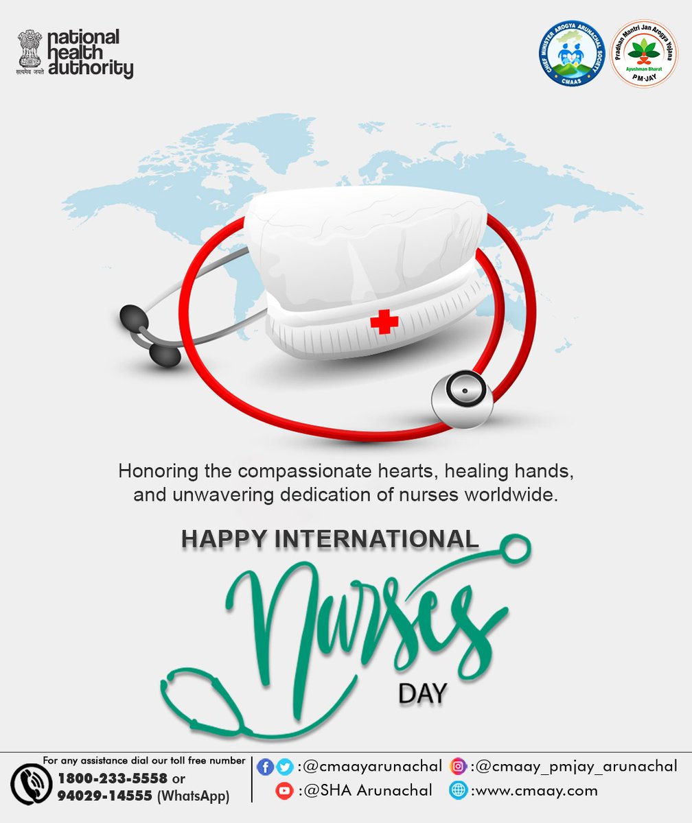 Let's honor the extraordinary commitment, empathy, and fortitude of nurses everywhere on this day and every day. Happy #InternationalNursesDay!

#MinistryofHealthandFamilyWelfare, Government of India #alolibang #NationalHealthAuthority #NationalHealthMissionArunachalPradesh