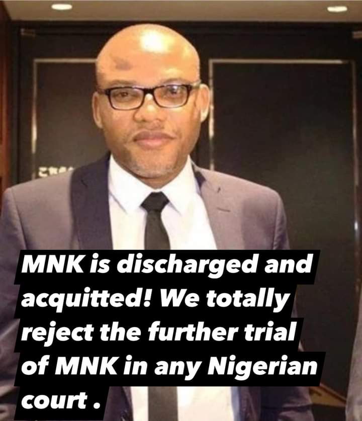 Free Mazi Nnamdi Kanu (MNK) as he was Discharged and Acquitted by the Appeal Court of Nigeria, Conduct Referendum for a peaceful Disintegration. A call for the Referendum is not a call for war.