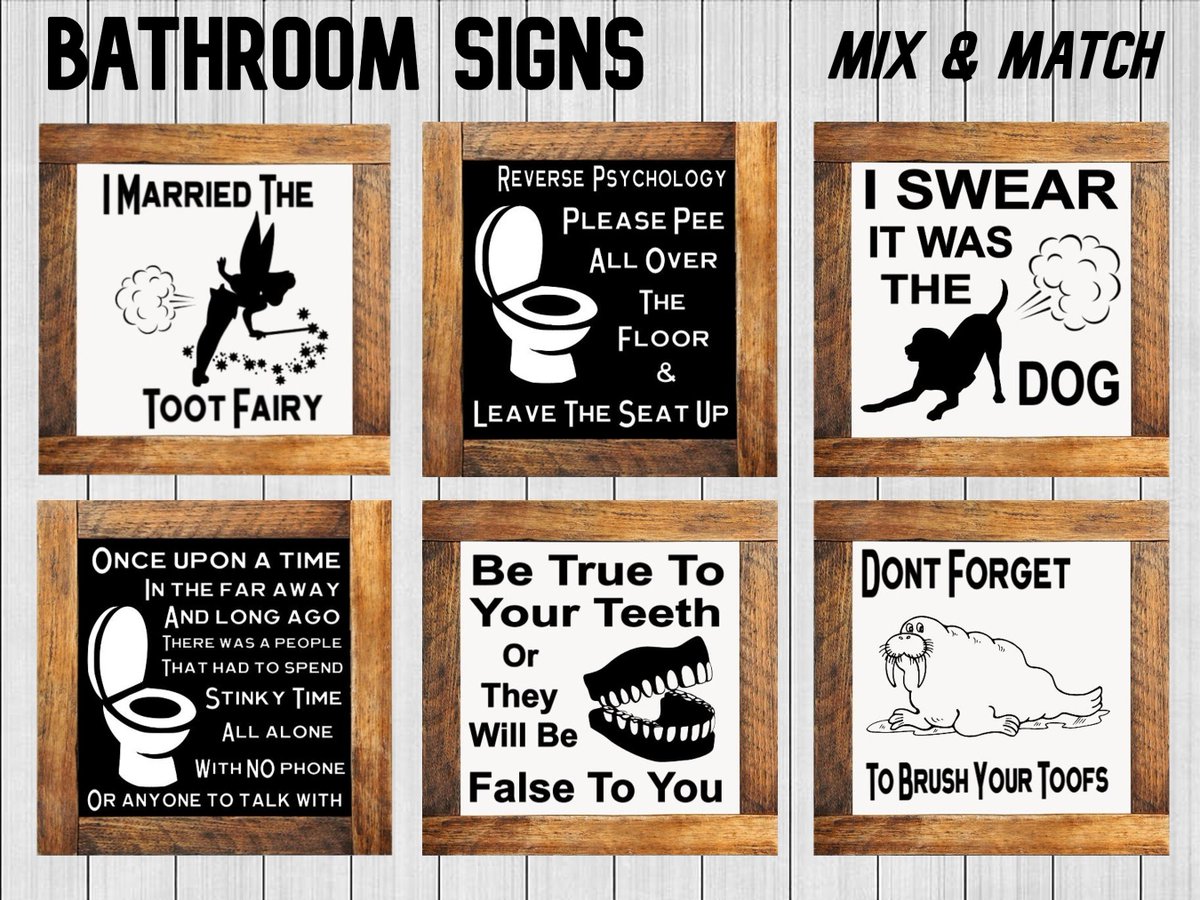 Bathroom Mini Signs Mix & Match Original Designs tuppu.net/1e163bf1 #Etsy #kitchenconnection #FunnyBathroomSign