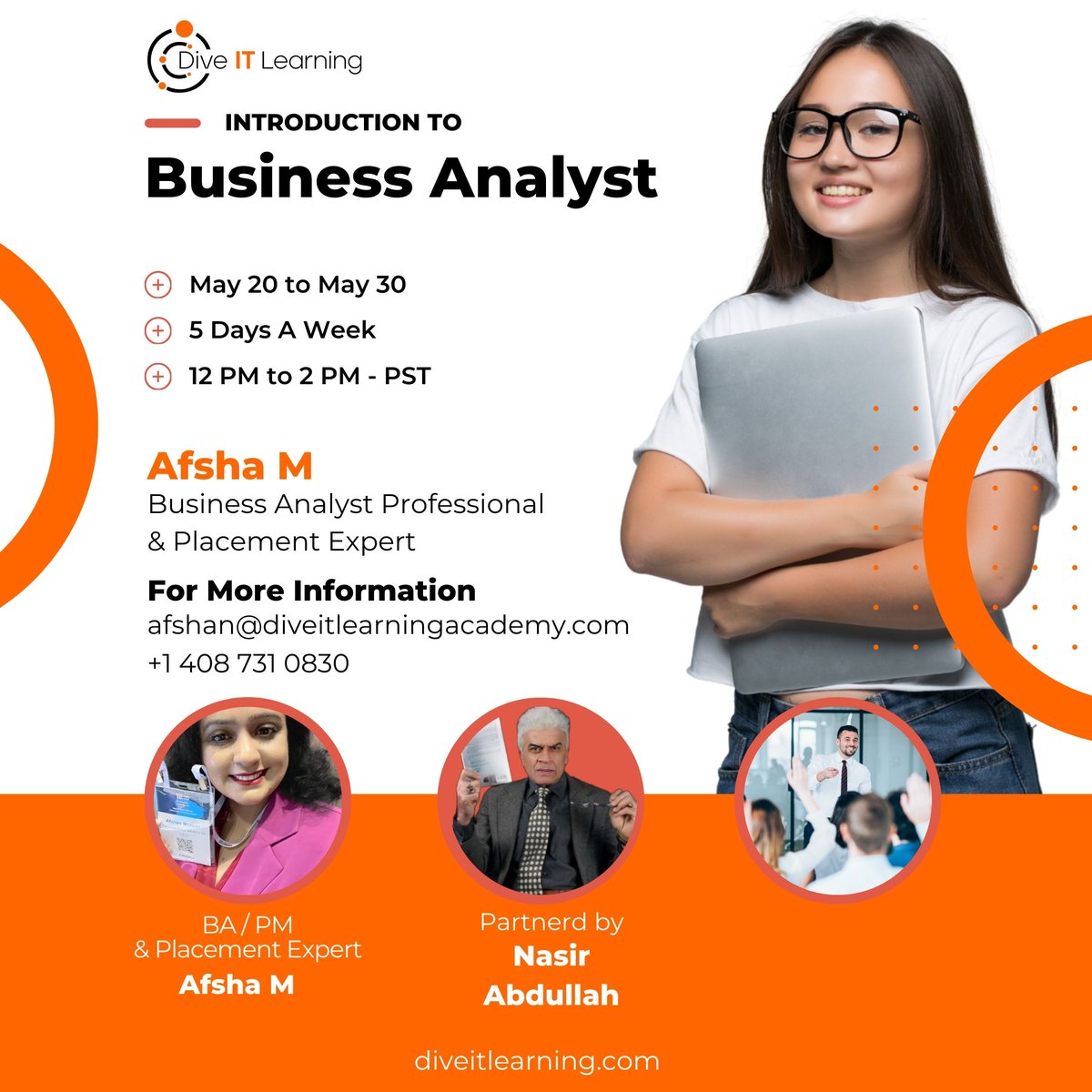 Hurry! Limited seats left for Dive IT Learning's Business Analysis classes from May 20 to 30. Enroll now to secure your spot and elevate your career! #BAClasses #EnrollNow #DiveITLearning