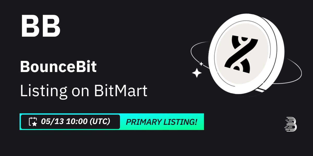 #BitMart is thrilled to announce the primary listing of BounceBit (BB) @bounce_bit🔥

BounceBit is a BTC restaking chain with an innovative CeDefi framework. Through a CeFi + DeFi framework, BounceBit empowers BTC holders to earn yield across multiple sources.

💰Trading pair: