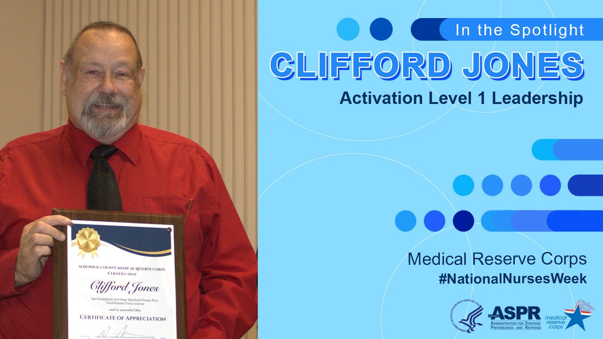 Join ASPR in recognizing Clifford Jones, who encourages people to consider a career in nursing: “Do it! You will have an opportunity to help others. You will always be employed in direct patient care, administration, or education.” #ThankANurse @MRC_ASPR
