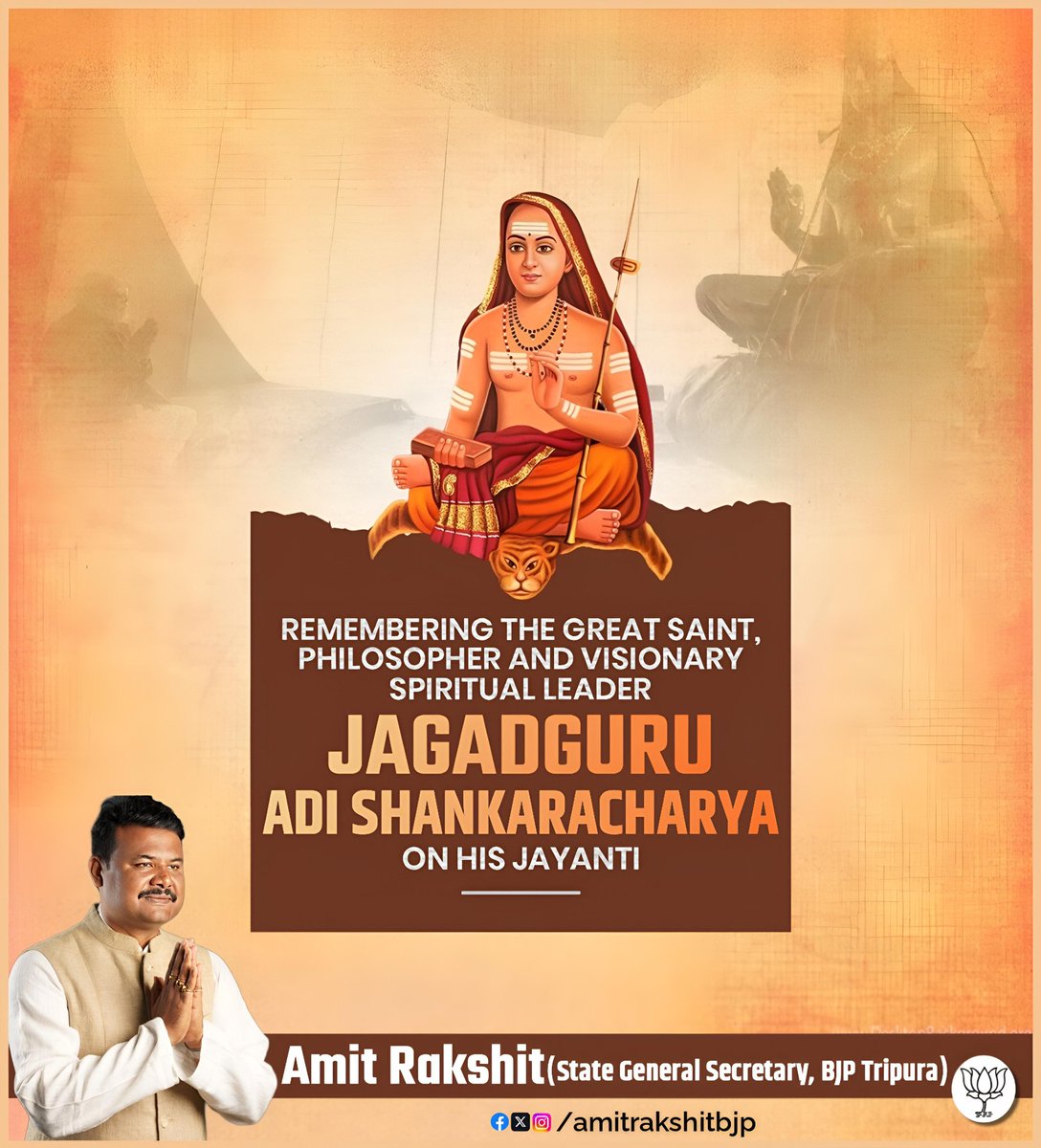 Honoring the legacy of Jagadguru Adi Shankaracharya on his Jayanti. His timeless wisdom continues to inspire generations, guiding us on the path of spirituality and enlightenment. #AdiShankaracharya 🙏