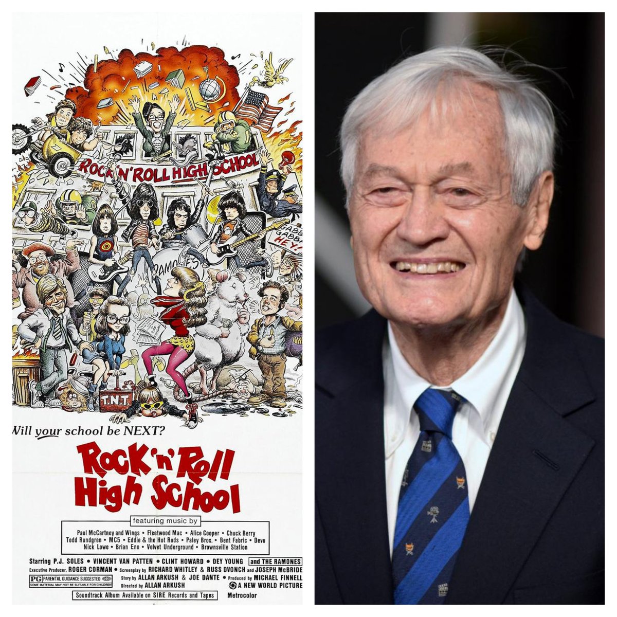 Next sad news The American director and producer Roger Corman is dead. He died on May 9, at the age of 98, his family confirmed. Corman produced the still popular 1979 film Rock 'n' Roll High School with music by the Ramones, Alice Cooper, Fleetwood Mac and Devo #RipRogerCorman