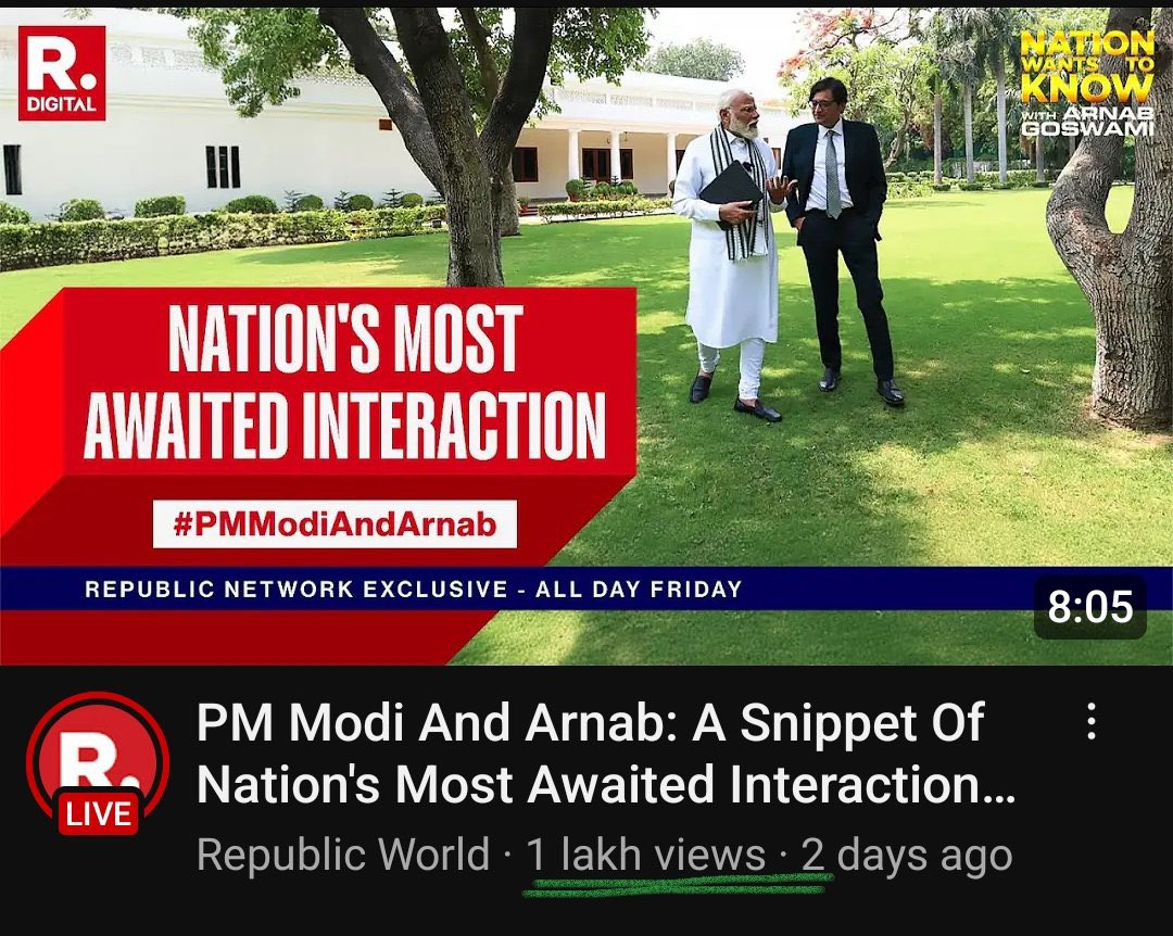 KL Sharma's interview: 1.2M views 🔥. Modi's with Arnab: 1 lakh 🤣. Without a teleprompter, his rallies struggle to draw a crowd. It appears his message is falling on deaf ears.