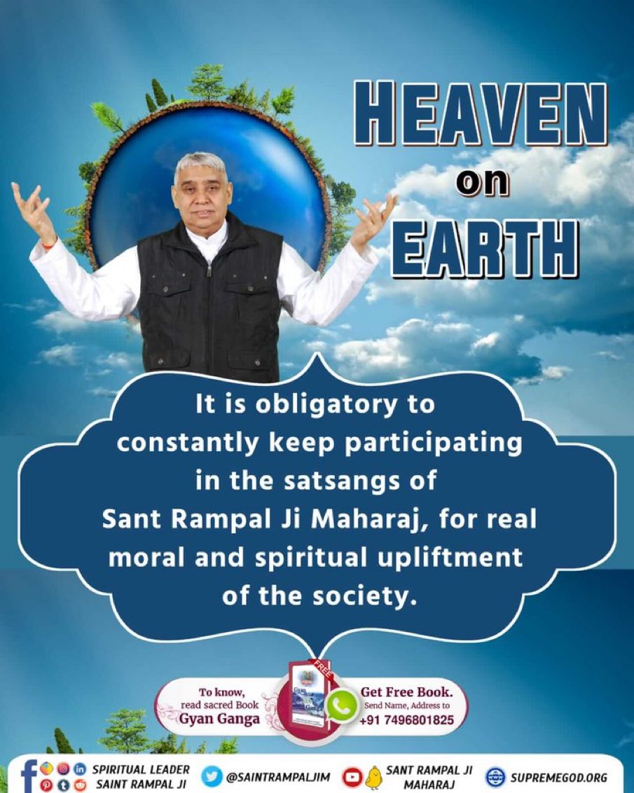 #धरती_को_स्वर्ग_बनाना_है It is obligatory to constantly keep participating in the satsangs of Sant Rampal ji Maharaj for real moral and spiritual upliftment of the society . Sant Rampal Ji Maharaj ❣️❣️