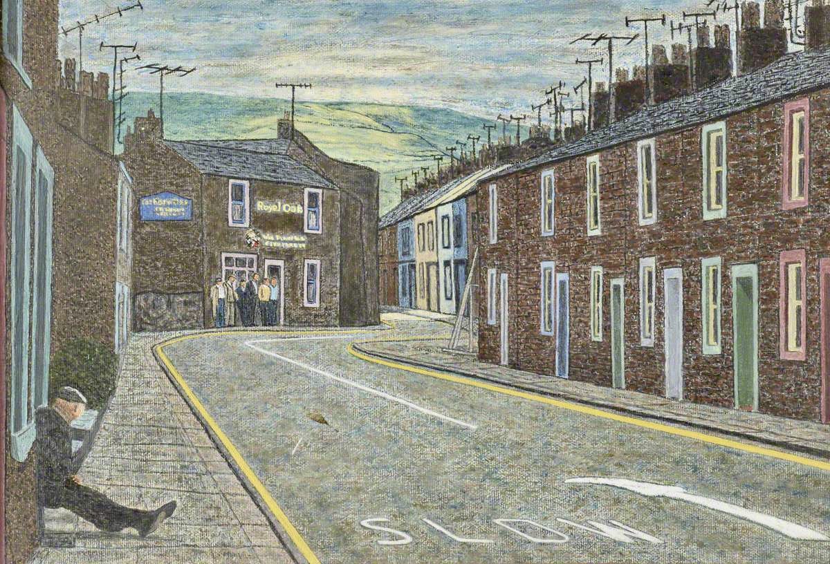 Another characterful work by Eric A. Quinn … sadly, don’t know a great deal about him other than he was active between 1966 and 1990 … unless, as always, you know any more 😉👍 Waiting for the Pub #Art #NorthernArt #PubArt