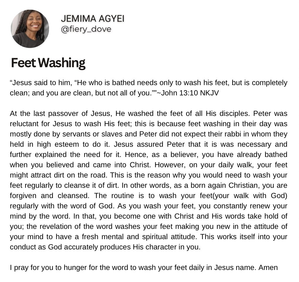 Daily manna from high✨
#dailydevotional #dailymanna #messagesfromGod #feetwashing