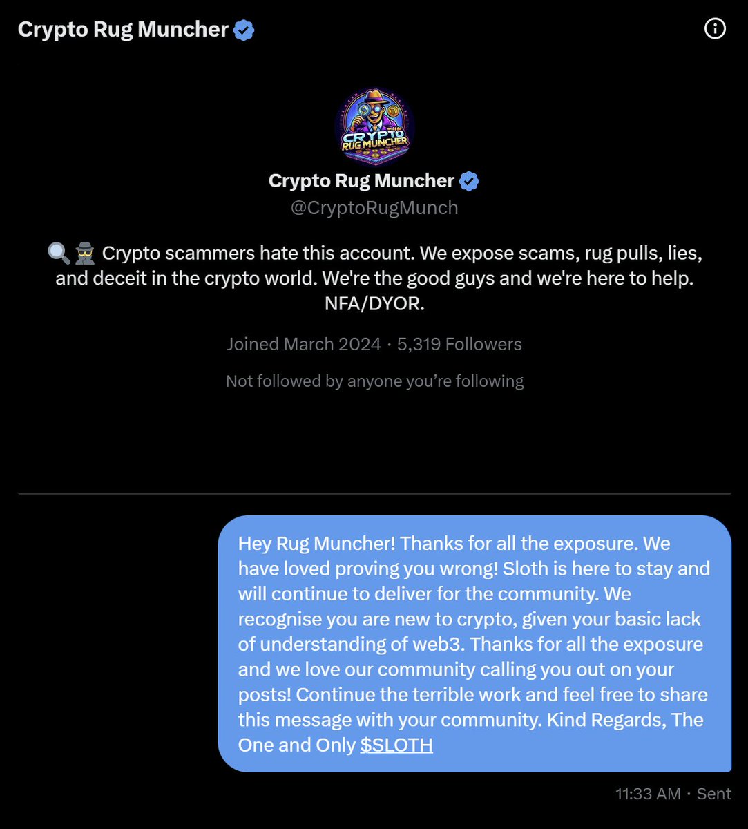 A message to our biggest $SLOTH Fan! Slothana is here to stay!!