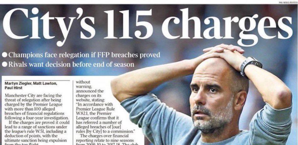 JATTSOPRANO316's tweet image. In just a few days, Manchester City will secure their fourth consecutive English title, and the English media will undoubtedly heap praise on them and Pep for their historic accomplishment. But what about the shadow of the 115-count charge? PGMOL was swift to dock points from…