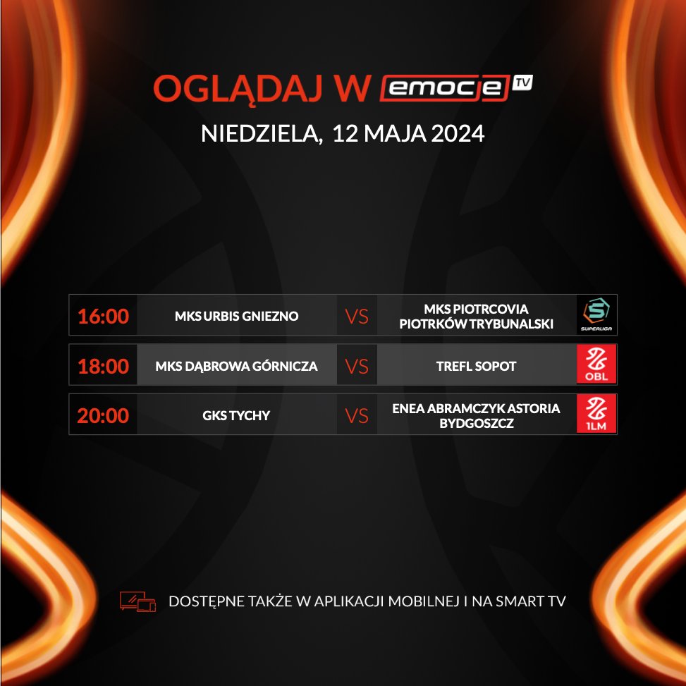 Niedzielne popołudnie z Emocje.TV! 🎥
Zapraszamy na transmisje meczów ORLEN Superliga Kobiet, ORLEN Basket Liga, Pekao S.A. 1 Liga Mężczyzn! ⬇️