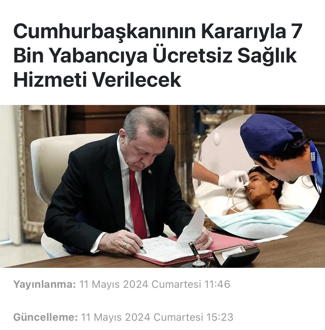 Resmi Gazete’nin bugünkü sayısında yayımlanan Cumhurbaşkanı Kararı’na göre, Dışişleri Bakanlığı’nın koordinasyonu ve Sağlık Bakanlığı’nın onayıyla Türkiye’ye gelen en fazla 7 bin yabancı hastanın tedavi giderleri ücretsiz olacak. Kendi ülkemizdeki vatandaşlarımız sağlık hizmetini…