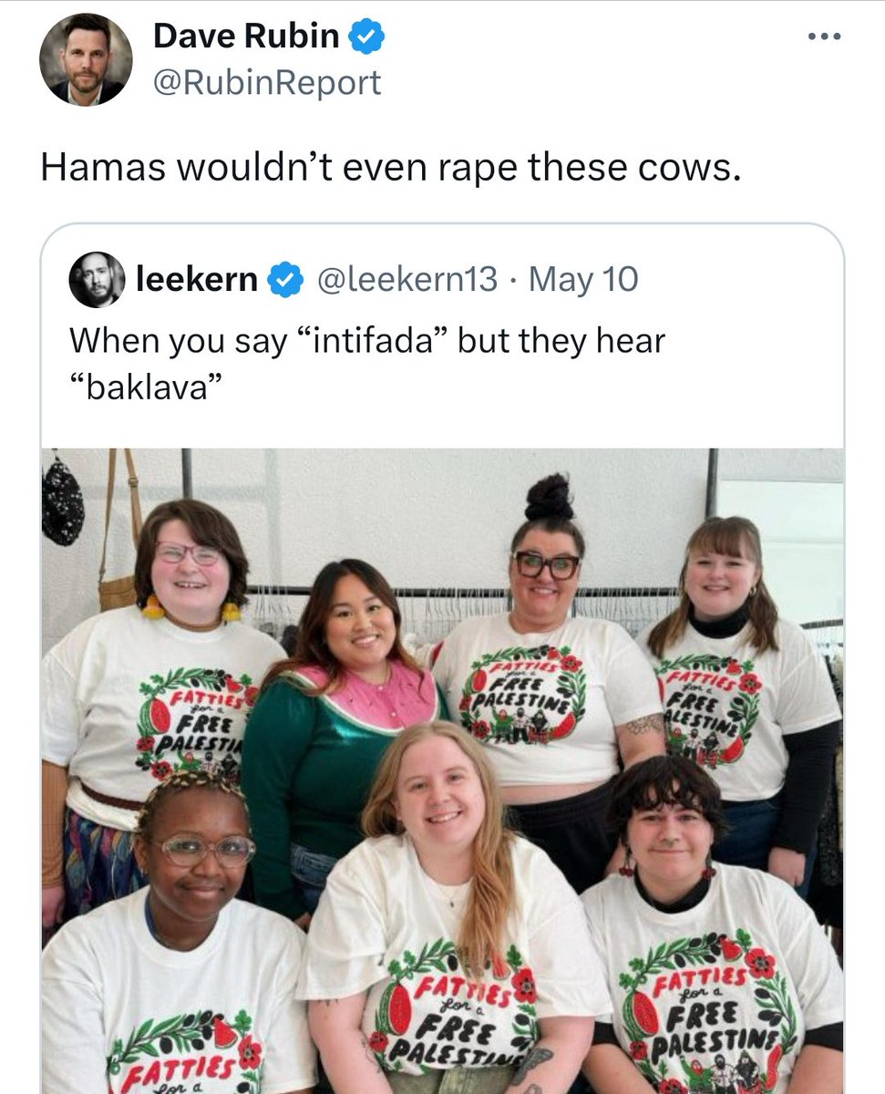 This went over a lot of people's heads, probably because they're not foreign policy experts. Let me, a professional comedian, explain it. First, 'cows' is not literal. This is a comedic metaphor suggesting the women are the size of bovines. Second, one must be well read enough…