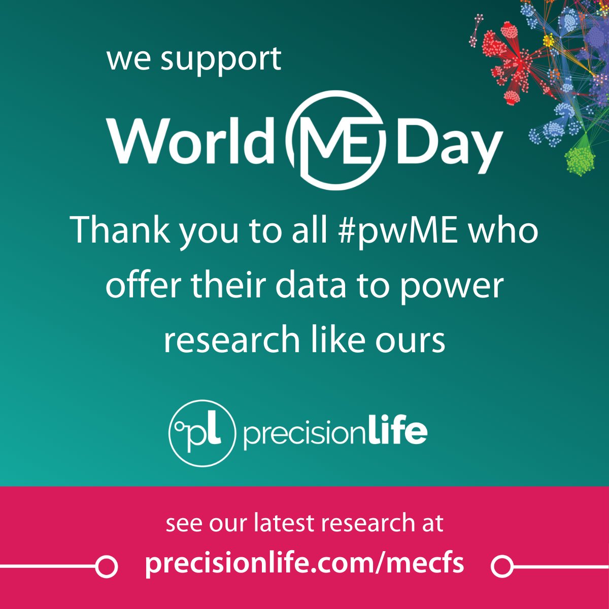 Thank you to everyone living with #MyalgicEncephalomyelitis who's been able to participate in research and share data. You are the power behind every one of our discoveries, which we hope will lead to better diagnosis and treatments. #pwME #MyalgicE #WorldMEDay #MEAwarenessDay