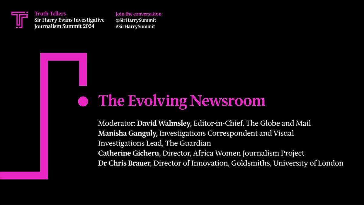📰The Evolving Newsroom How tech is transforming newsgathering. 🗣️ @manisha_bot @cgicheru1 @twae, David Walmsley 🎥Livestream on 15 May: sirharrysummit.org/watch #sirharrysummit