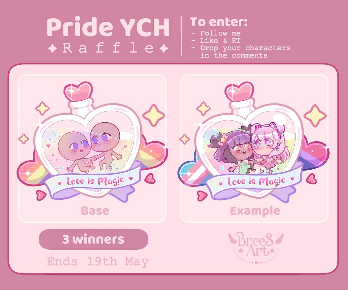 ⋅˚₊‧🏳️‍🌈‧₊˚ ⋅Pride YCH Raffle⋅˚₊‧🏳️‍🌈‧₊˚ ⋅

❤️Prize: Pride YCH
🧡 3 Winners
💛To enter:
        - RT, Follow @BreeSciart  & Drop your characters in the comments

💚 Ends 19th May

#YCHraffle #artraffle #pridemonth