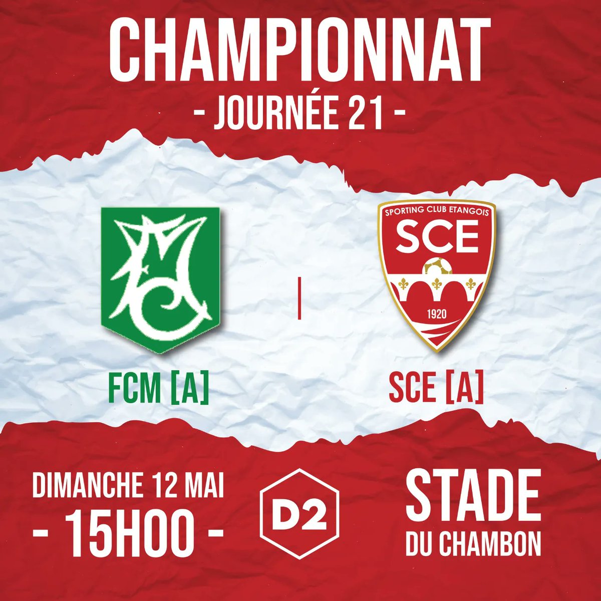 SCEtang's tweet photo. Programme de ce dimanche :
L'équipe A se déplaçe chez Football Club de Marmagne 71710  ! Coup d'envoi à 15H00 ! 🟥
L'équipe B reçoit Team Montceau Foot  ! Début de la rencontre à 15H00 ! 🟥
Allez les rouges ! 💪🏻 https://t.co/R2OQ6xnlyE