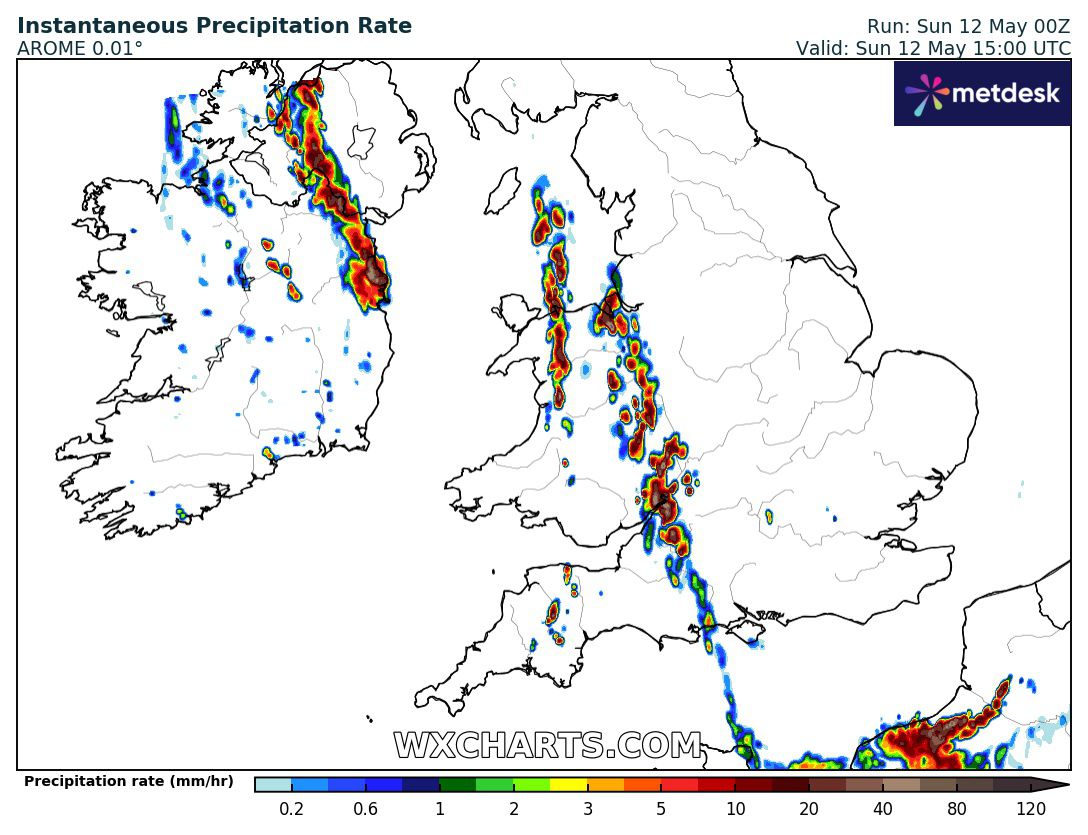 Interesting today across NI, 100-800 CAPE, Cz zone rite cross Mid-Ulster on a S-N line, very cold cloud tops, slack Sly flow, low level shear, could be a few storms, flash flooding & funnel clouds! #chasing #convection