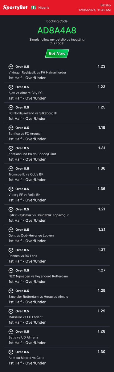 40 & 20 odds on sportybet. We’re winning today. Adults only🔞