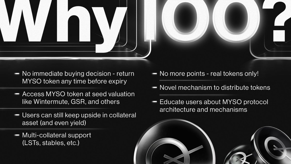 Unlike #ICO/#IDO where users directly purchase tokens, The #IOO allows you to essentially 'farm' $MYT by providing #LSTs or stables as collateral. Rather than a one-time token sale, the IOO enables a gradual token distribution based on the supply/borrowing dynamics.