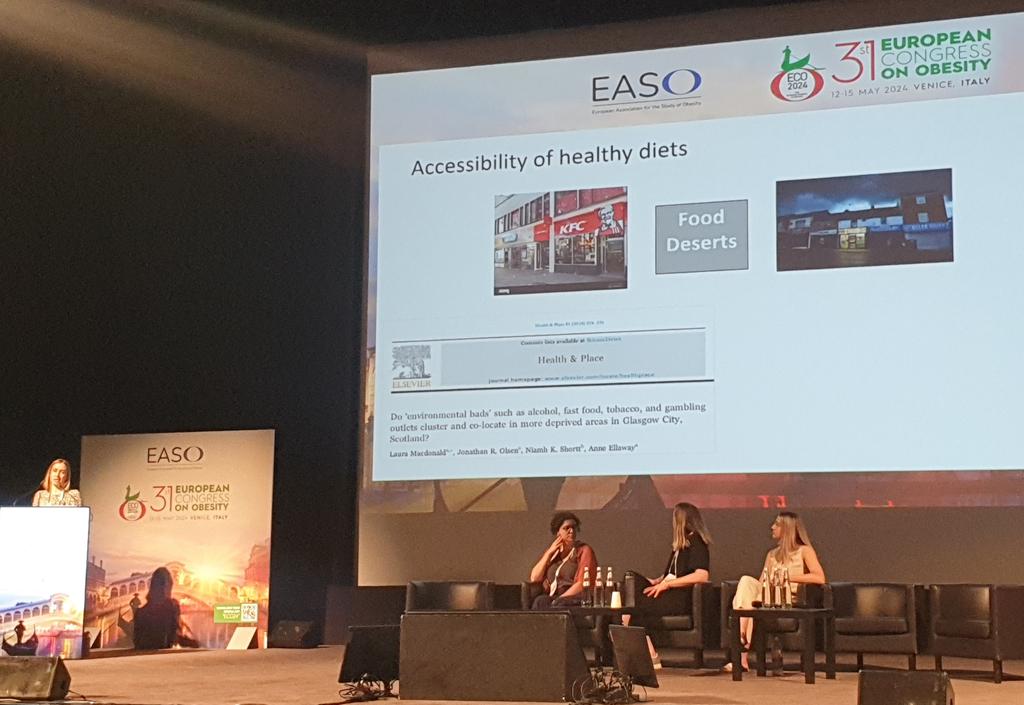 #eco2024 @CharlotteHardm3 speaks about food security, diet quality and the need for a system perspective - time, skills, environment, facilities, MH, knowledge... with mention of food deserts + 🏴󠁧󠁢󠁳󠁣󠁴󠁿 #glasgow data on constellation of alcohol / betting /tobacco retail space