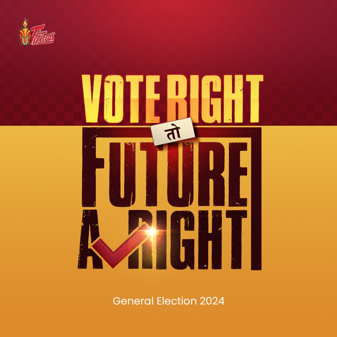 Future zaroor hoga develop, jab saath milkar sahi vote karenge sab. Yaad rahe, ‘Vote Right तो Future Alright’.

#ElectionDay #YourVote #Voting #Voters #YourVoteYourSuperPower #voteforchange #yourvoteyourvoice #TeluguTitansTeam #TeluguTitans #ProKabaddi #TitansArmy