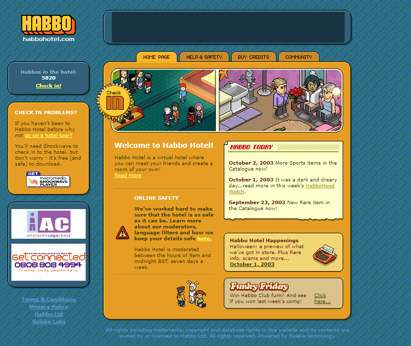 Habbo Hotel website in 2003

#WebDesignHistory #Habbo #HabboHotel