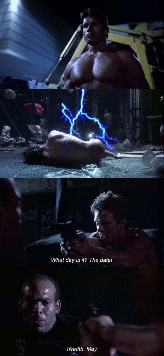 CineCalendar's tweet photo. May 12th 1984 - 40 years ago today, a T-800 Terminator arrived from the future to kill Sarah Connor before she could give birth to the future resistance leader, John Connor. Kyle Reese arrived from the future to stop it.

📽️📅 Terminator (1984) https://t.co/WIxZg7JM9p