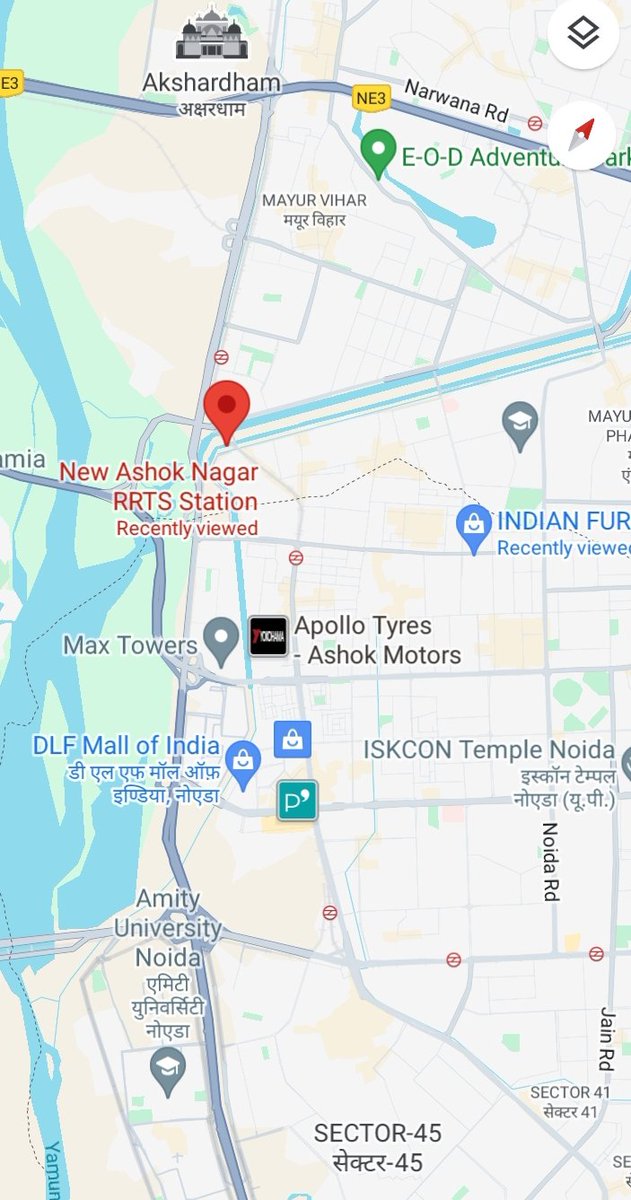 New Ashok Nagar will be nearest RRTS station to Noida.

NCRTC plans trails on Sahibabad ↔️ New Ashok Nagar (Delhi) RTTS section will start in last quarter of this year.

Ashok Nagar RTTS Station roof structure looks completed & alongside track laying work is in progress.