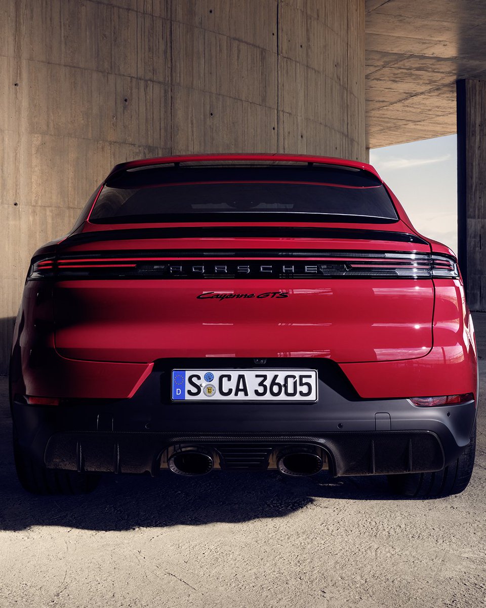 If desired, the dynamic feel of the new 2025 Cayenne GTS Coupé can be heightened even further with a Sports Exhaust System with centrally positioned tailpipes in Dark Bronze. This is available as part of the three different lightweight sports packages.

#Porsche #FurtherTogether