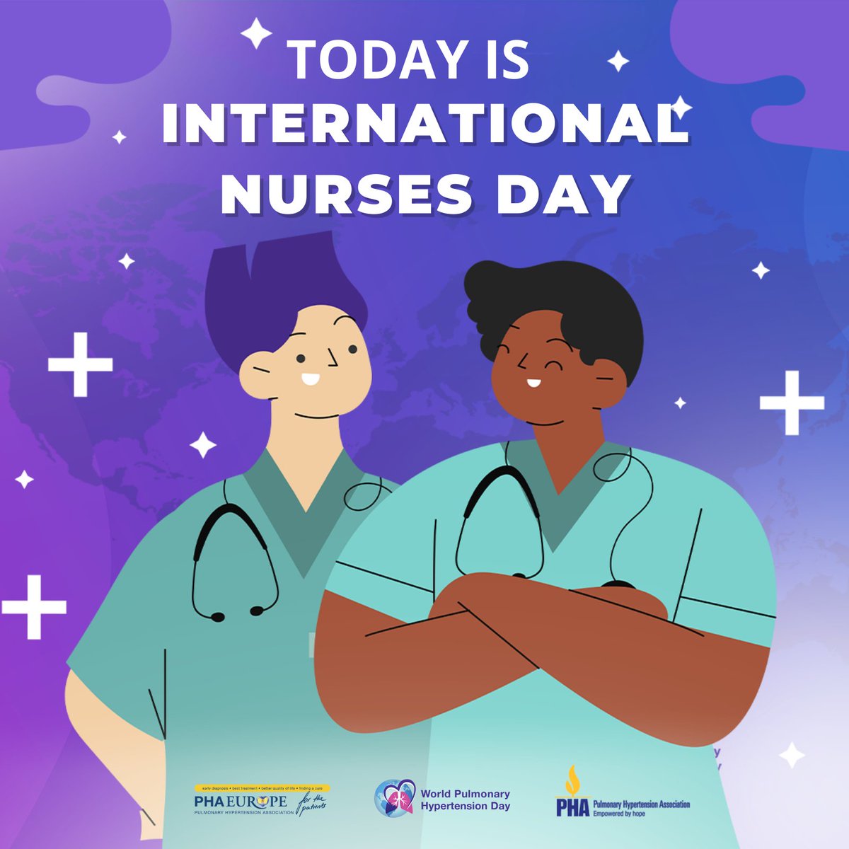 On International Nurses Day, honor the globe's tireless nurses fighting pulmonary hypertension, bringing healing with compassion and expertise. Your dedication shapes lives. Gratitude for your unwavering commitment. You are the heart of PH healthcare! 💜💪 #WorldPHDay2024