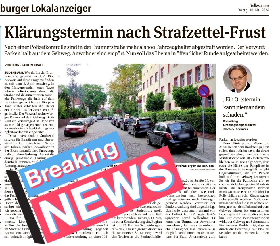 Einmal in der @Ottostadt #Magdeburg so von Stadtrat, Verwaltung und Zeitung umworben und umsorgt werden, wie Autofahrer*innen die gegen das #Ordnungsrecht massenhaft verstoßen.
#Krugkonzept am Limit.🙄