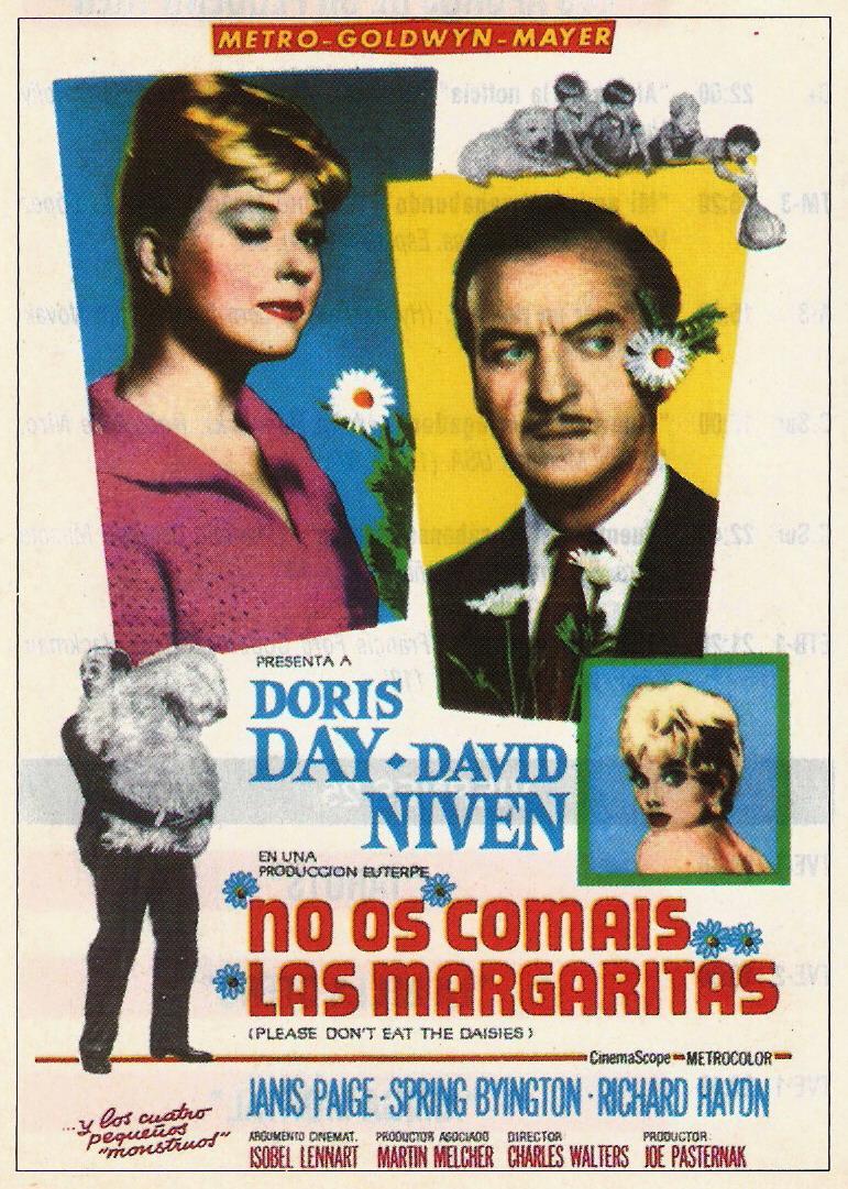 PLEASE DON’T EAT THE DAISIES (1960) Doris Day, David Niven, Janis Paige. Dir: Charles Walters 8:00a ET (5:00a PT) A family adjusts to suburban life after moving from New York City. 1h 52m | Comedy