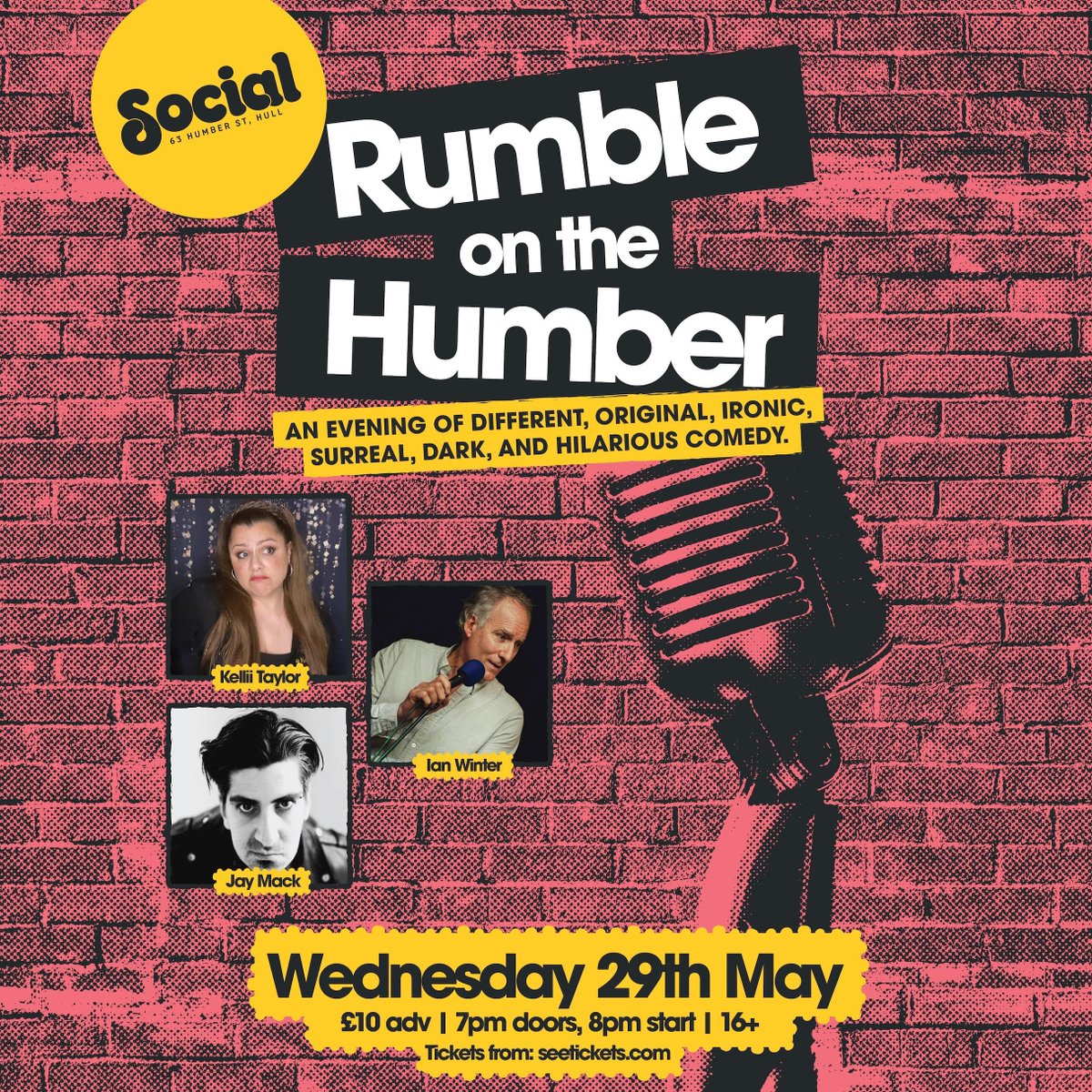 More great comedy coming soon, with an evening of different, original, ironic, surreal, dark, and hilarious stand-up. 📅 Wednesday 29th May 🎟 book tickets: bit.ly/RumbleOnHumber