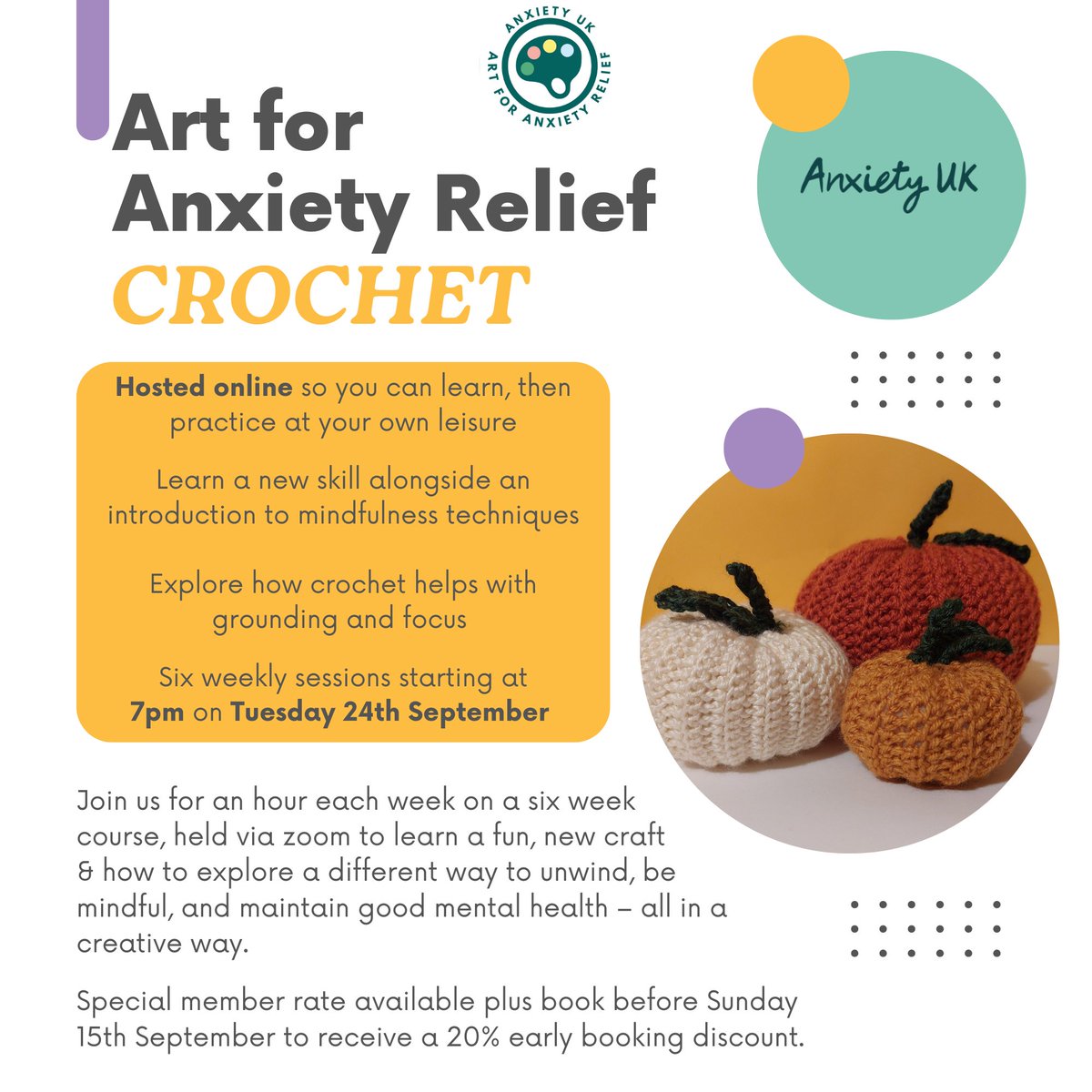 Soak in the autumn vibrancy with our Art for Anxiety Relief Course, starting on 24th September. A course built for those in need of #anxietyrelief in the form of a new hobby. Secure your spot here: anxietyuk.org.uk/products/suppo… #course #anxietyuk