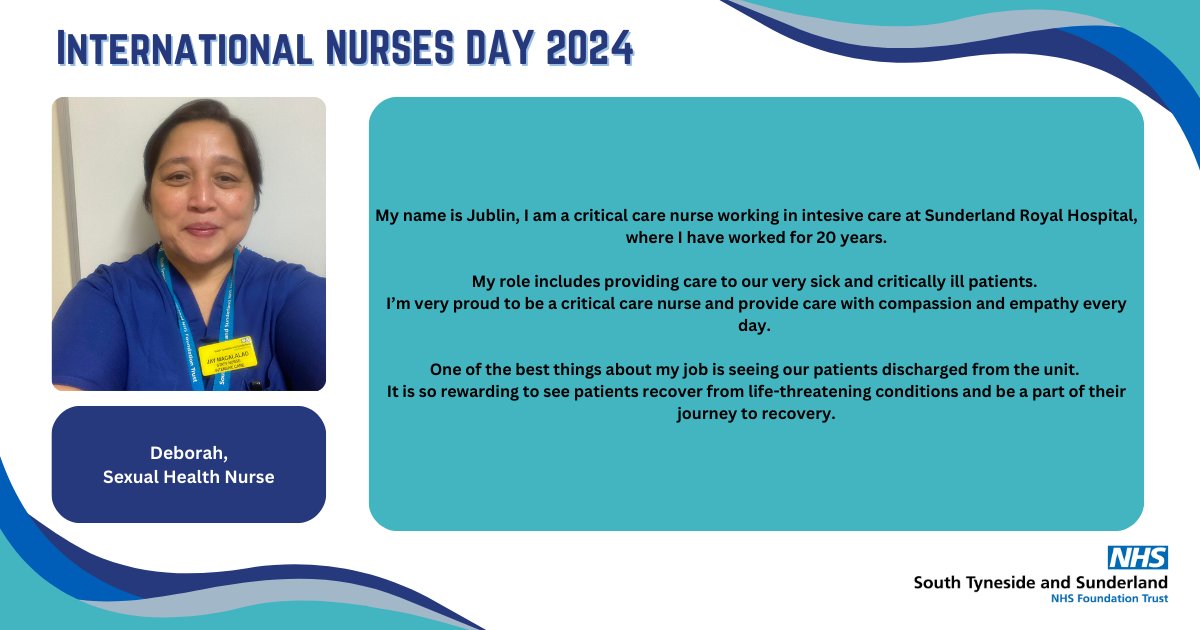 It's been great to mark #InternationalNursesDay today! We're still sharing the stories of some of our nurses, who have told us all about their roles 🎉💙

Next up, we say hello to Jublin 👋

#TeamSTSFT