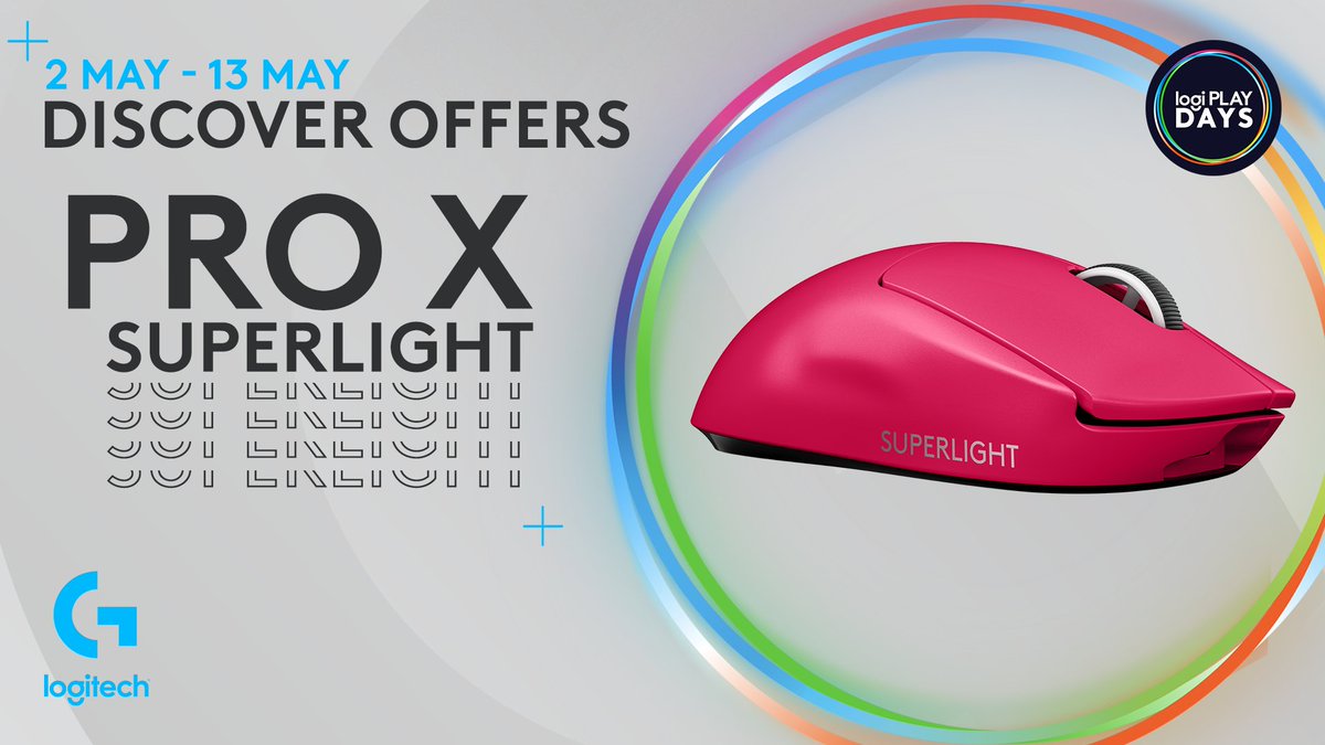 🚀 Elevate your gaming performance with the PRO X Superlight!🖱️💪Experience precision and speed like never before. And guess what? It's on promo during Logi PLAY DAYS!🔥