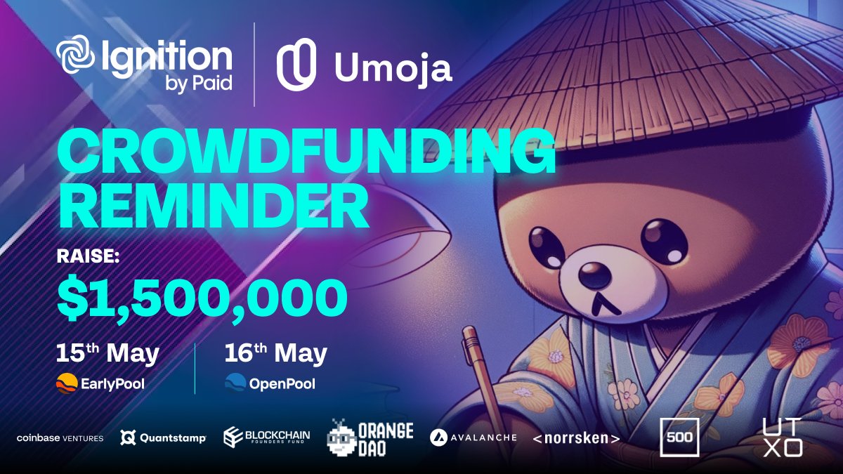 UMOJA IS KNOCKING AT THE DOOR! 💥🚪💥 ⏰ Mark your calendars, $PAID fam! The Umoja Protocol Crowdfunding is just around the corner: 🌊 EarlyPool (75k $PAID staked): May 15, 11am UTC 🌍 OpenPool (Open for all): May 16, 11am UTC About Umoja Protocol @UmojaProtocol is a…