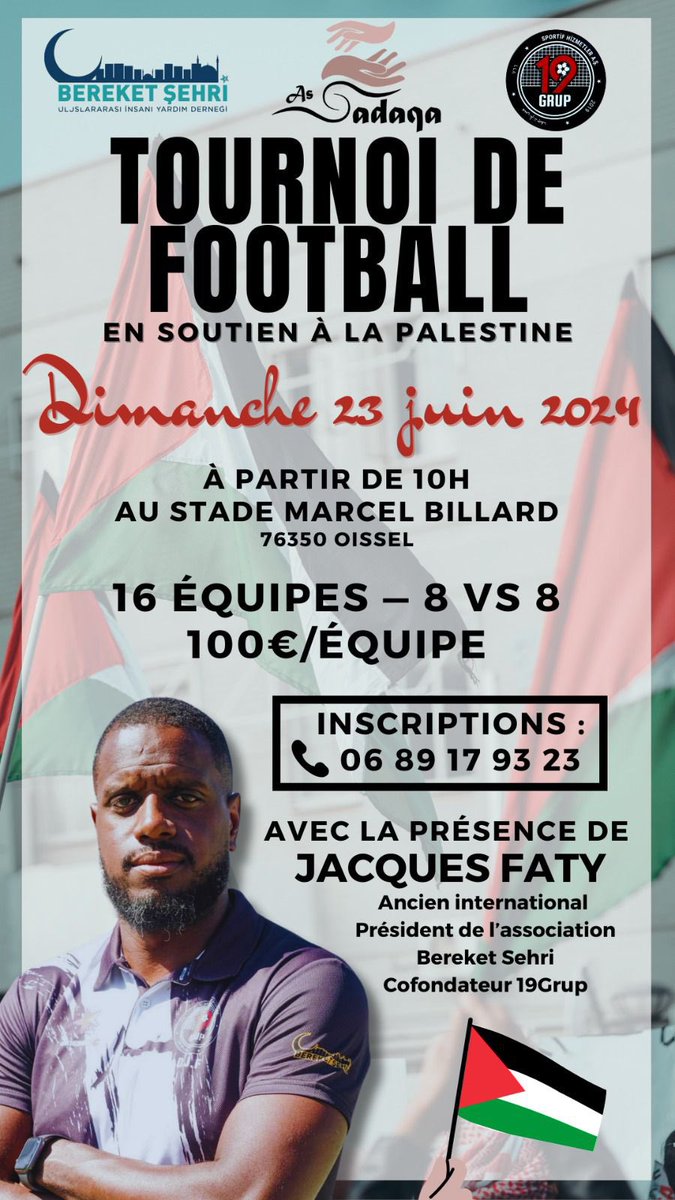 Magnifique organisation avec AsSadaqa et notre président pour soutenir le peuple palestinien, venez nombreux pour le dimanche 23 juin 2024!
<a href="/Cudderiswhite/">Geoff</a> <a href="/wolfFaty19/">FATY Doudou Jacques</a> <a href="/19Sow/">Moussa Sow Officiel</a> <a href="/ocmort/">Ⓜ️ehmed</a> <a href="/igman91/">Igman19</a> <a href="/ImMed667/">immed19</a>