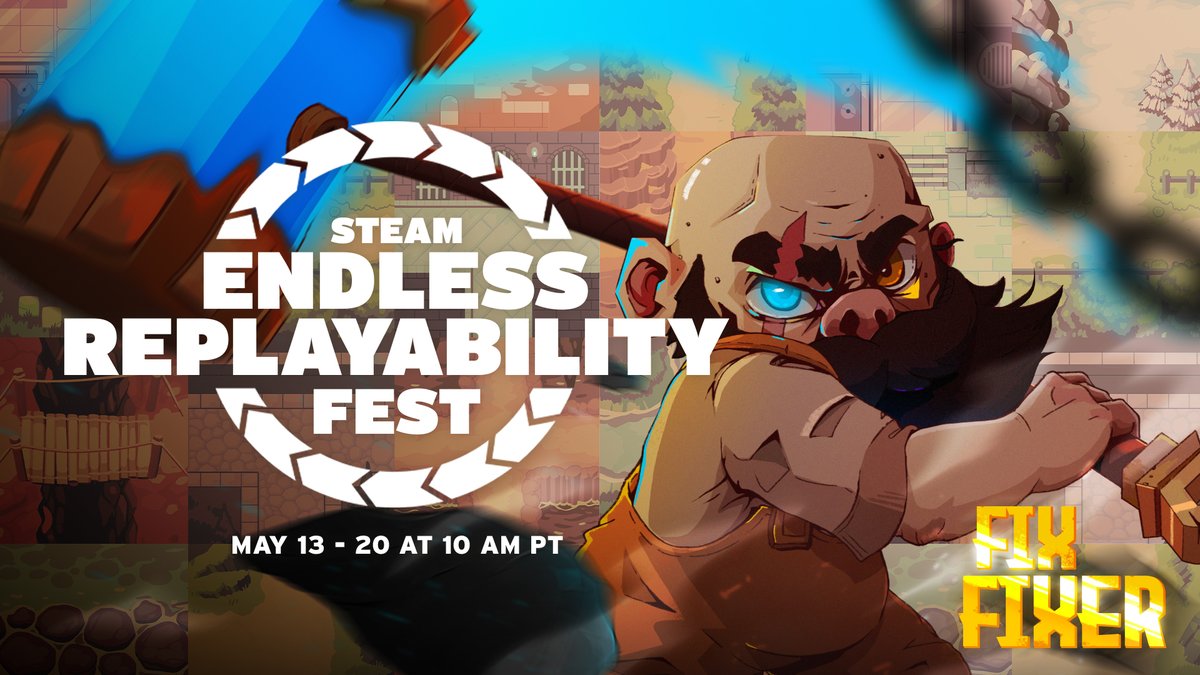 We are happy to share that, Fix Fixer will be featured at the #Steam hosted Endless-Replayability Festival! We're releasing a special Combat demo just for the occasion. Stay tuned for the demo release and get ready to join the action!

#indiegame #madewithunity #roguelike