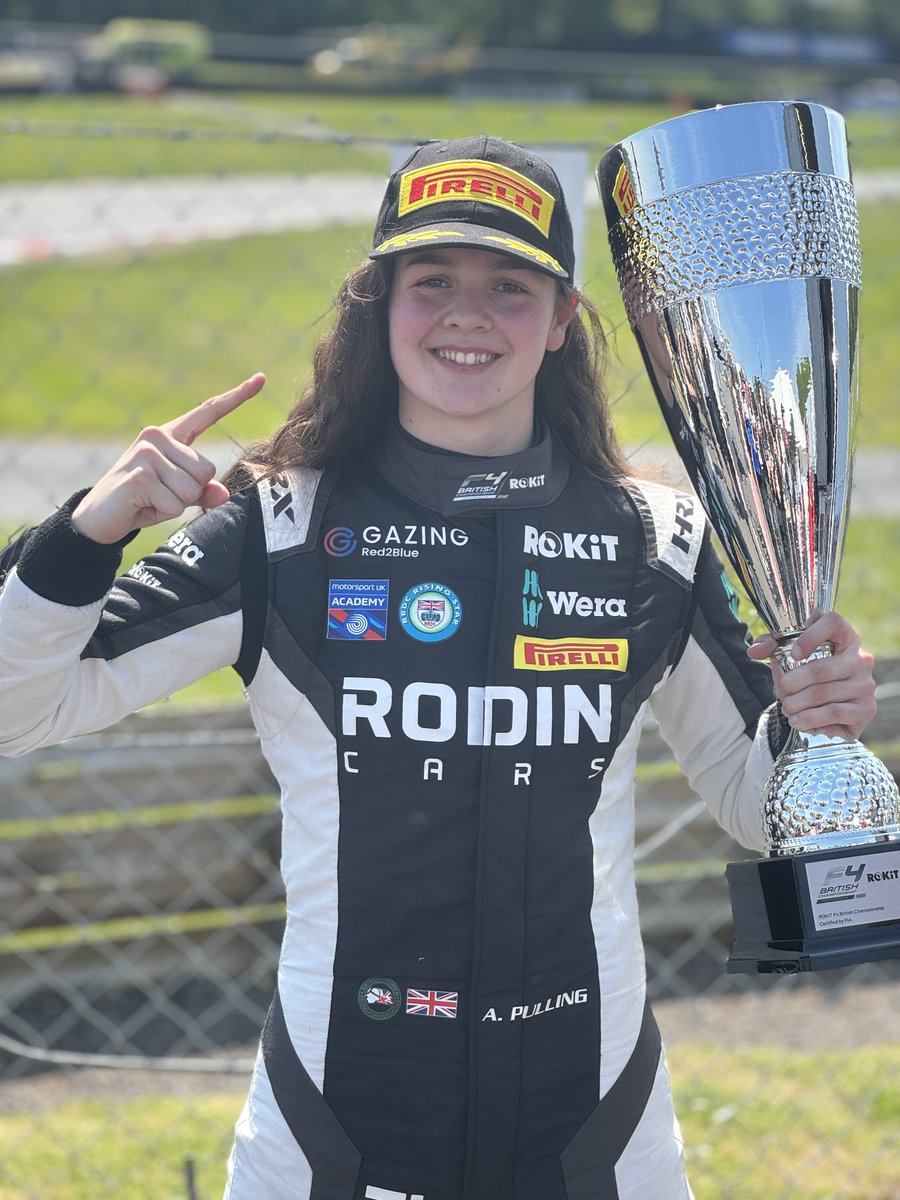 History-maker 🤩 @AbbiPulling takes the W in Race 2, making her the first female driver to win a #BritishF4 race 🔥