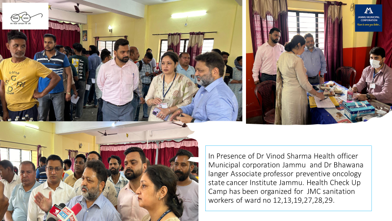 JMC & Government Medical College together organized a Medical Health Check Up Camp -today Screening more then 100   SW & SKC, Safai Mitra & sanitary officers from ward no 12, 13 ,19,27,28,29.  #Safaimitrasuraksha #Swachhbharaturban #CleanJammu