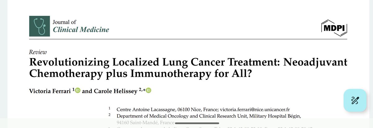 Thanks to Dr Carole Helissey @Helissey4 for this great collaboration !
➡️ Neoadjuvant CT + IO in 🫁 cancer.
.
pubmed.ncbi.nlm.nih.gov/38731244/
.