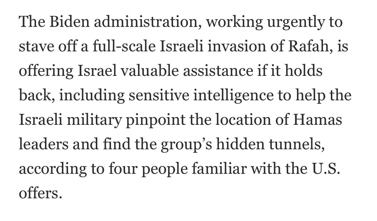 If true this is contemptible. If the US has intelligence on location of Hamas terrorist leaders & tunnels (& thus potentially hostage locations) it has an absolute duty to inform Israel without conditions. (Below from Washington Post.)