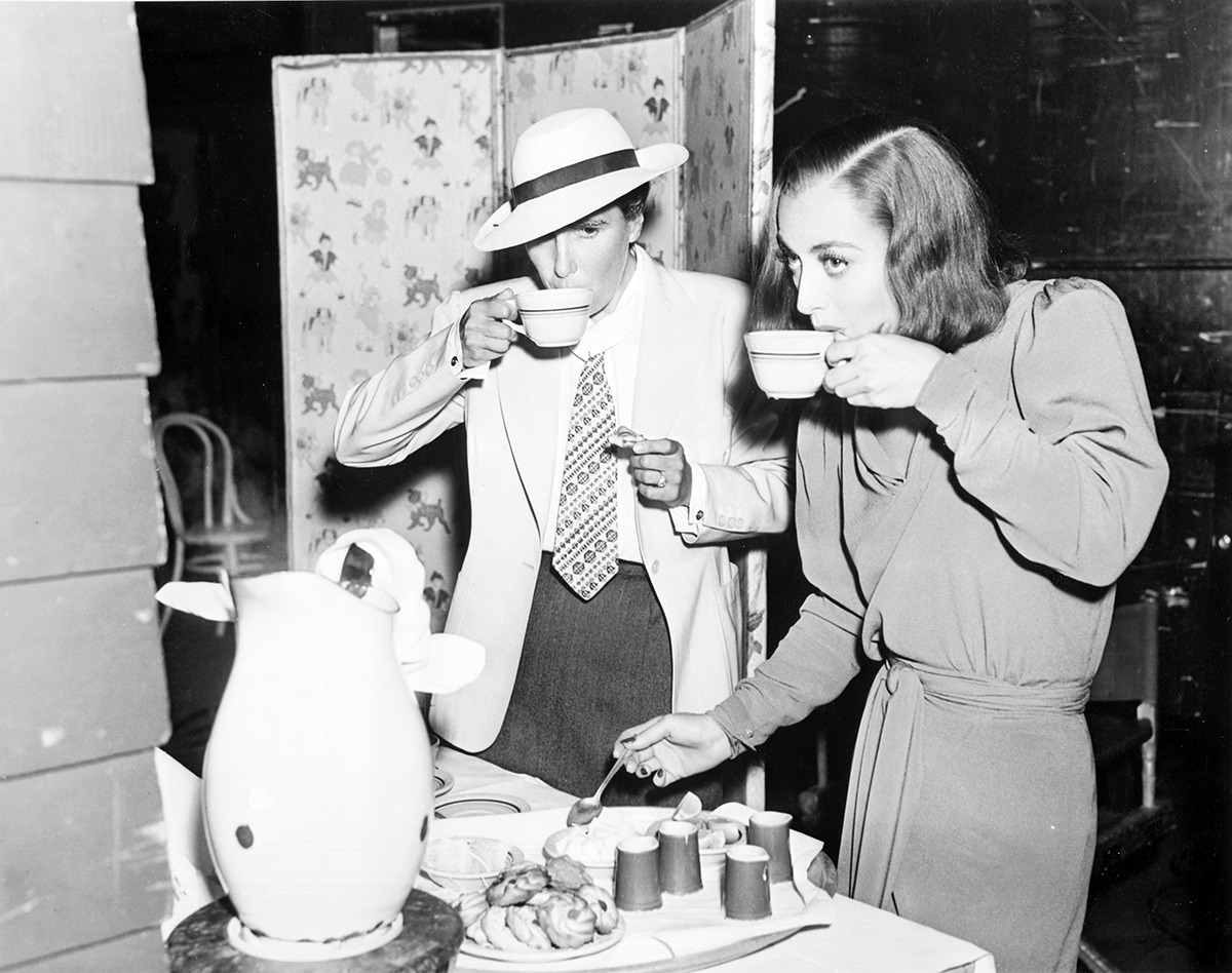 Morning coffee and donuts on the set- with Joan Crawford and director Dorothy Arzner......