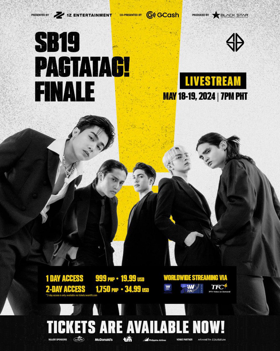 ⚠️ SB19 PAGTATAG! FINALE WORLDWIDE LIVESTREAM Tickets are available now via tickets.iwanttfc.com, iWant app and IPTV. * 2-day access is only available via tickets.iwanttfc.com DAY 1: tinyurl.com/PagtatagFinale… DAY 2: tinyurl.com/PagtatagFinale… 2-DAY ACCESS:…